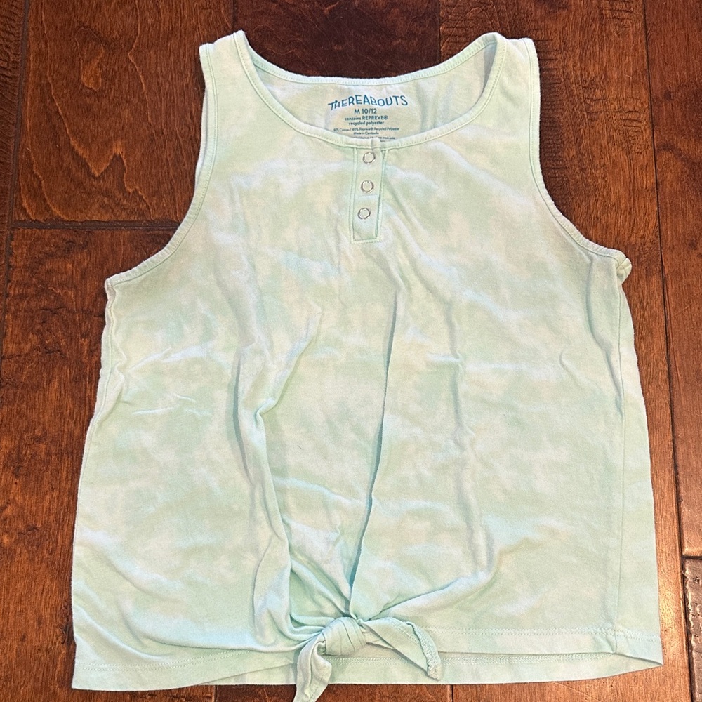 Thereabouts Girls Aqua Tie Dye Tank Top